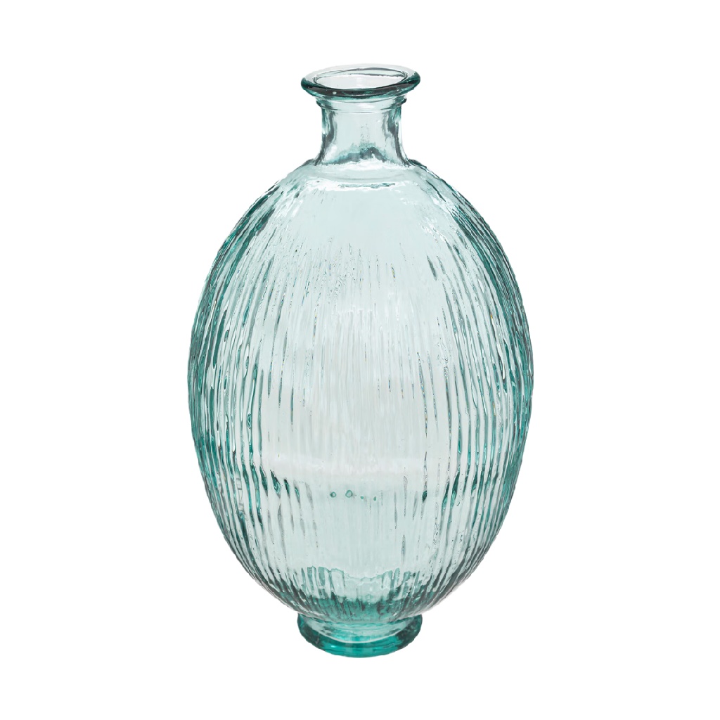 Jarrón decorativo de vidrio acanalado color verde agua-prediksigacorkebun.xyz