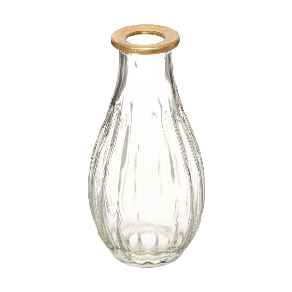 Jarrón decorativo de vidrio transparente con borde dorado-prediksigacorkebun.xyz
