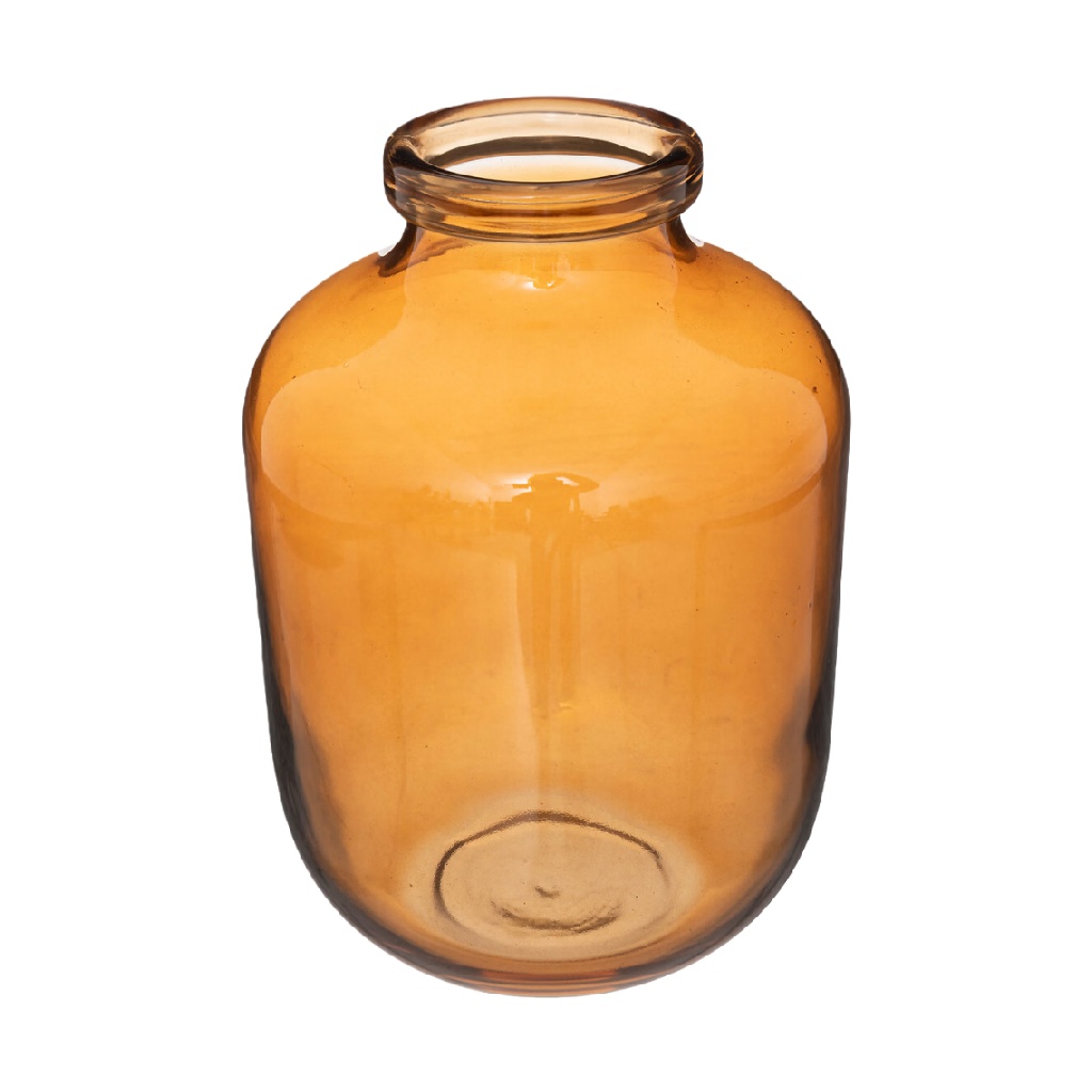 Jarrón decorativo de vidrio ámbar con boca ancha-prediksigacorkebun.xyz
